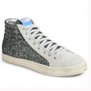 P448 Skate Glitter High Top Sneaker size EUR 42 suede side zipper
